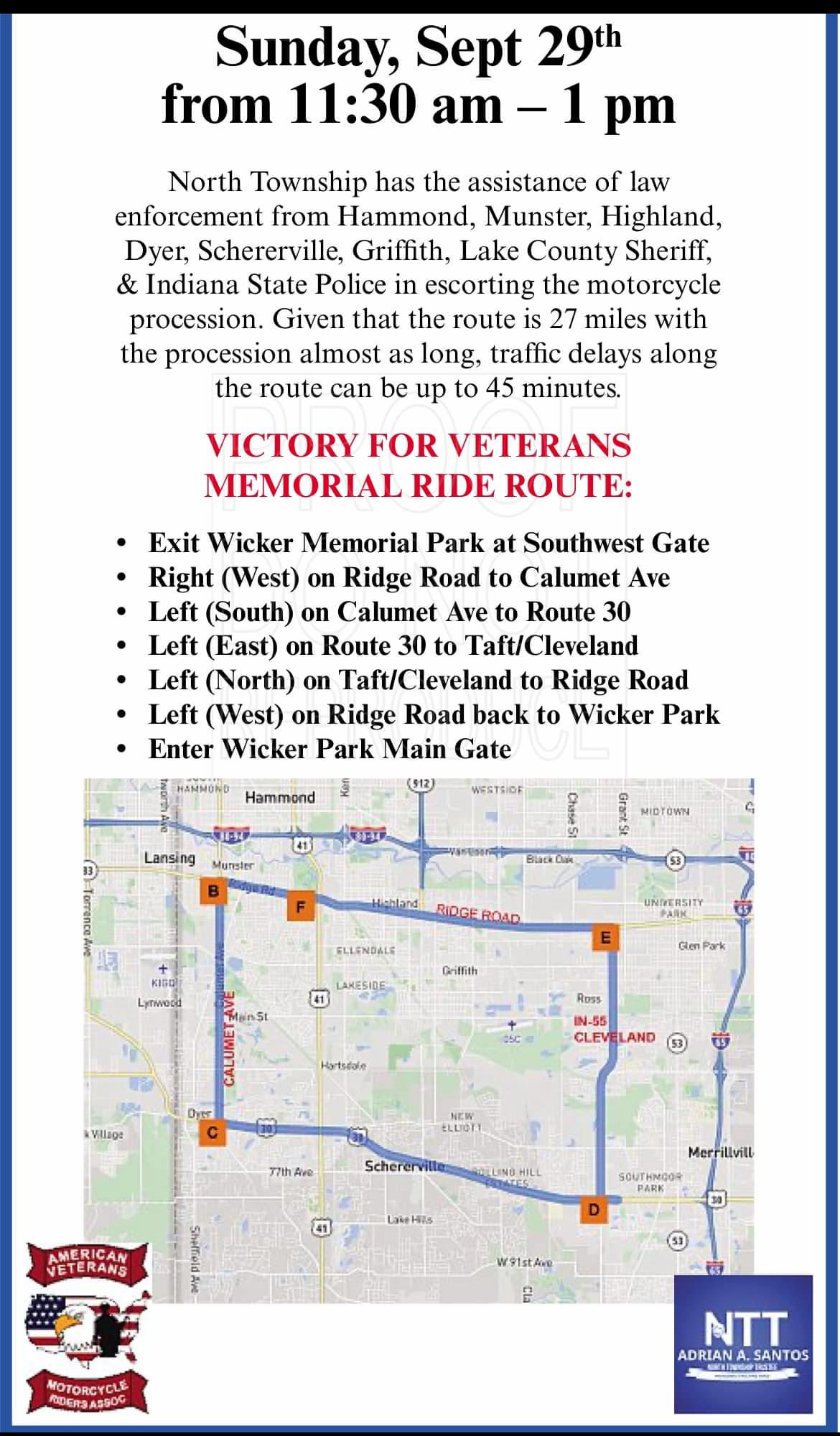 2025 Victory for Veterans Memorial Ride Route Map