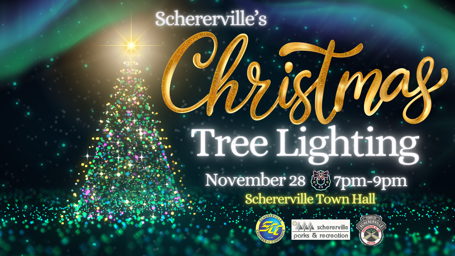 Schererville Christmas Tree Lighting November 28 7pm - 9pm Schererville Town Hall